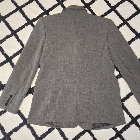 NEW Banana Republic Factory Dark Charcoal Double Weave Asymmetrical Blazer - Picture 3 of 8